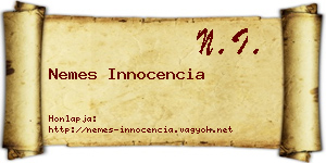 Nemes Innocencia névjegykártya